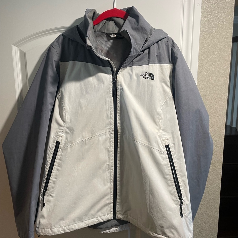 The North Face Women’s Gray and White Rain Jacket Waterproof